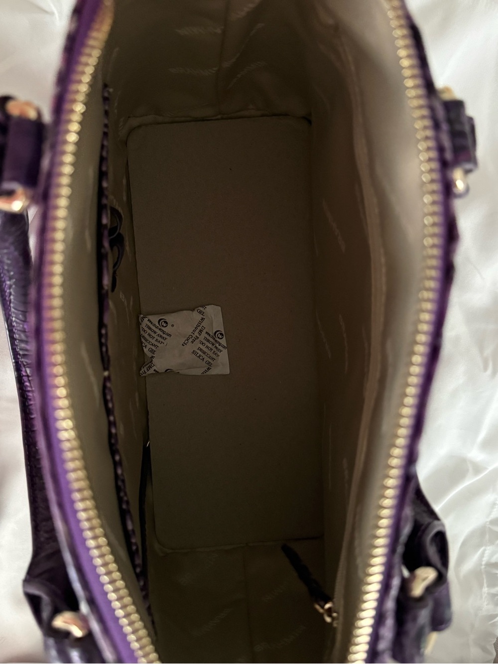 Brahmin Deep Purple Croc-Embossed Leather Satchel - Picture 4 of 7